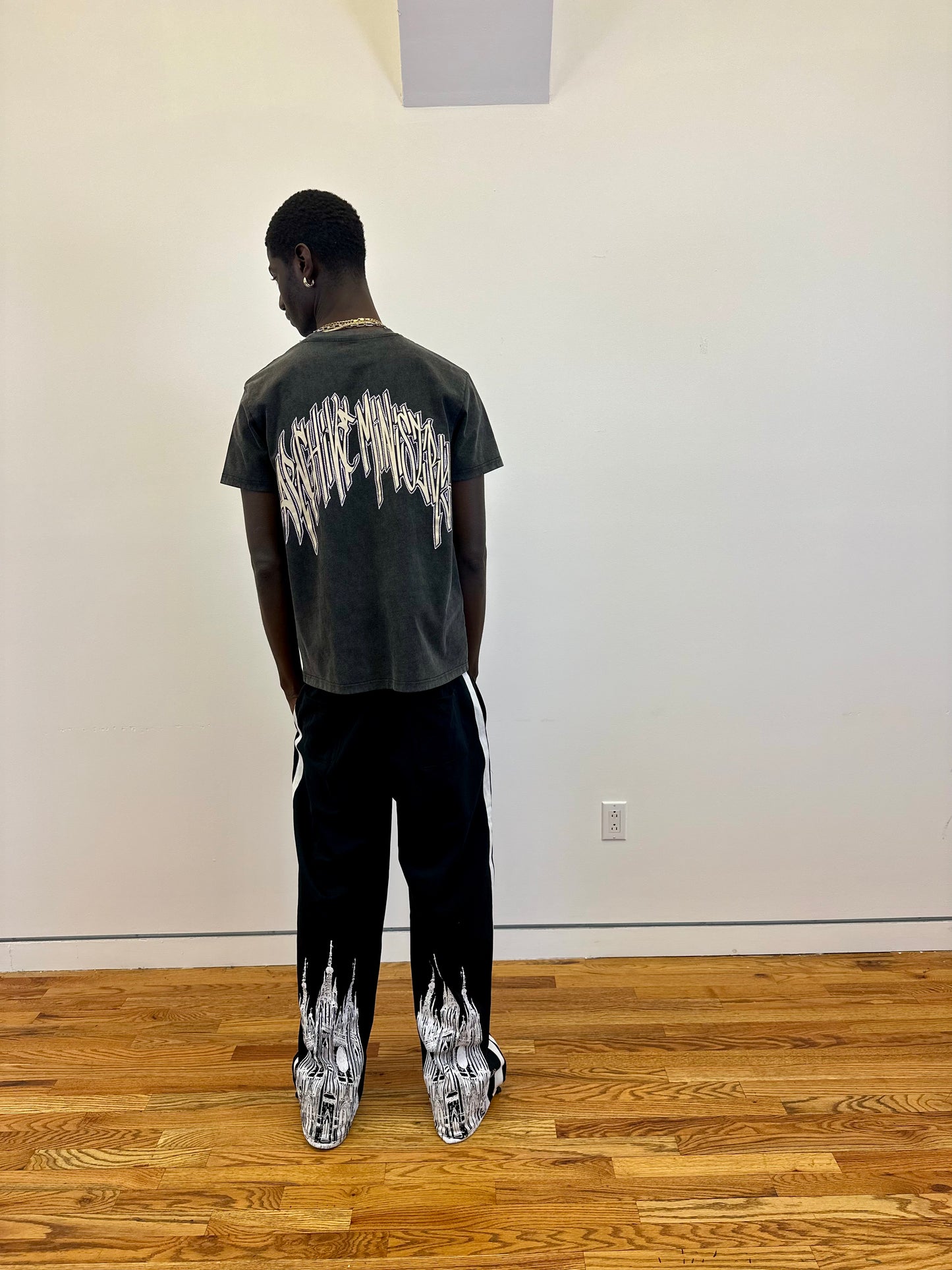 AM Script Tee - Washed Black