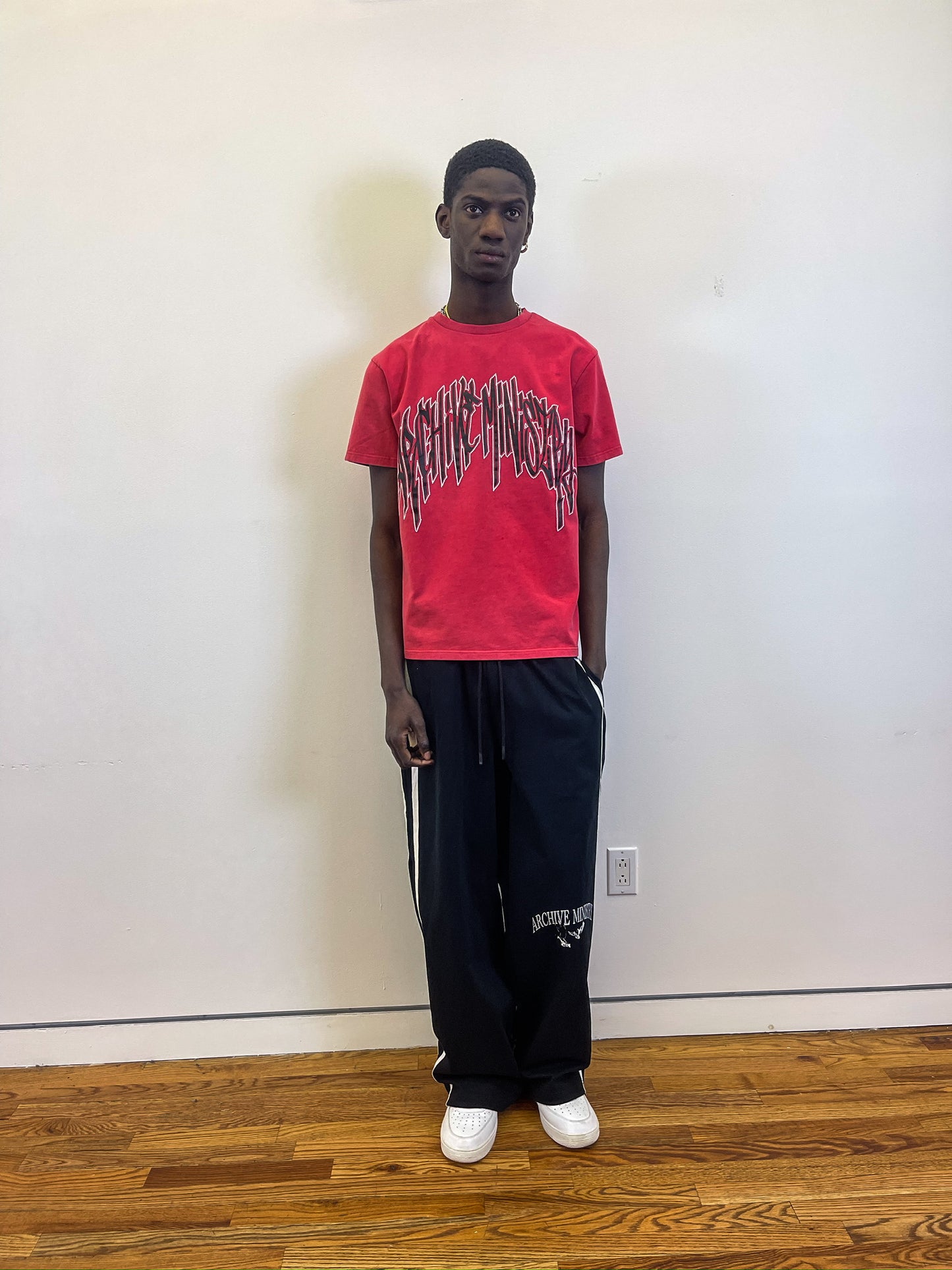 AM Script Tee - Washed Red