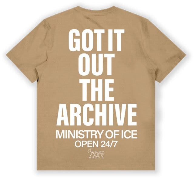 Ministry Of Ice Tee - Vintage Gold (Heavy Weight)
