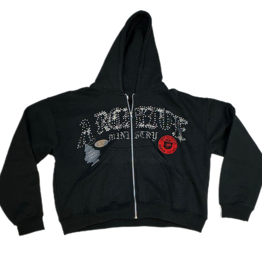AM BEAR MOUNTAIN STUDDED ZIP HOODIE